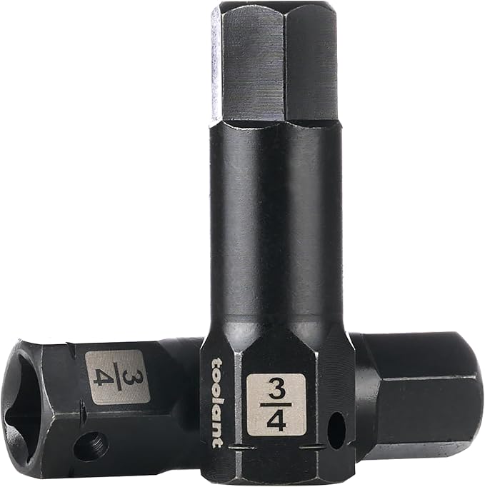toolant 1/2" drive 3/4" impact hex bit socket set 2PCS, Hex Drive, S2 Steel Air Drive Allen Socket set,Impact Grade，Anti-Roll Design