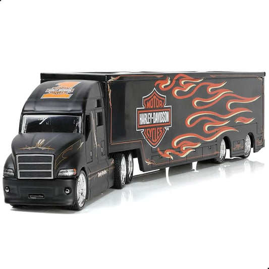 Semi Truck Toy with Trailer, 1/64 Scale Alloy Metal Diecast Heavy Semi Truck Trailer Head Toy Model, MAx Diecast Tow Traktor Gift for Boy Adult Model Car Collector -Black