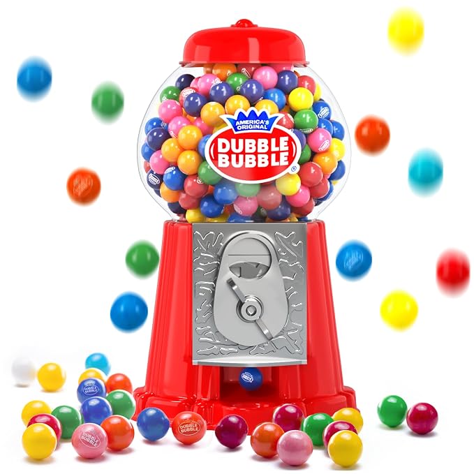 Gumball Machine for Kids 8.5" - Coin Operated Bubble Gum Machine and Toy Bank - Candy Machine Dispenser Includes 40 Gum Balls - Great Candy Dispenser Machine Gift Toys for Girls and Boys (Red)