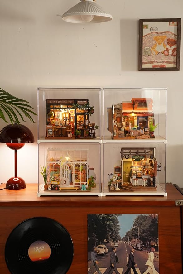 Rowood Miniature House Kits for Adults,DIY Mini House Building Set,Wooden Dollhouse Craft Kit with LED as Birthday (Tipsy Restaurant)
