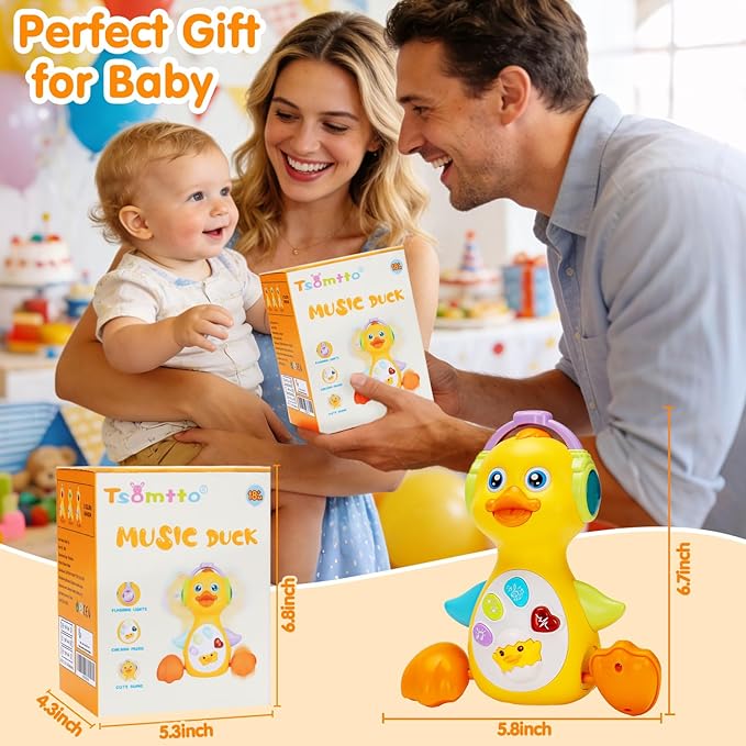 Tsomtto Baby Musical Light Up Duck Toy, Baby Toys Dancing Crawling Tummy Time Toys, Newborn Infant Musical Learning Toy Gifts for Baby Boys Baby Girls