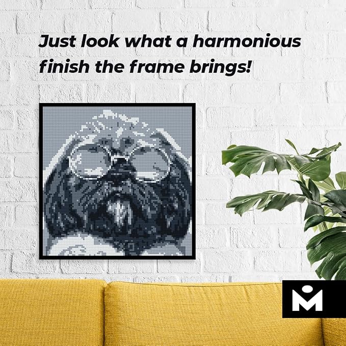 Frame for Model S | 20x20 Inch | Crafting for Adults | Frame for Custom Photo Mosaic that Turns Any Picture into Pixel Art Made from Building Blocks