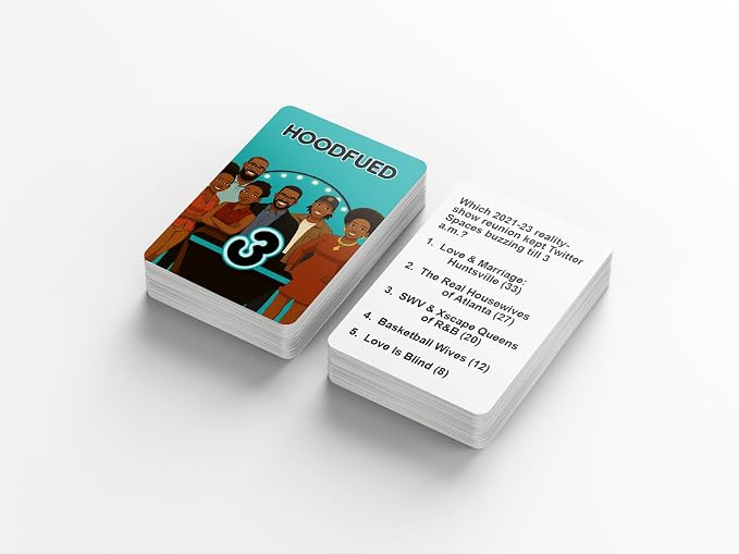 HoodFued 3 Urban Survey Showdown – Black Culture Party Card Game for Game Night, 2 Teams or More, 76 Hilarious Question Cards, Cookout & Reunion Laughs, Trivia Fun