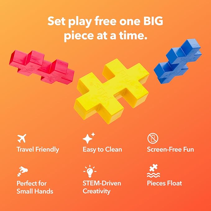 PLUS PLUS Big - 100 Piece Rainbow Color Mix - Interlocking Large Puzzle Building Blocks, Quiet Stem Toys for Toddlers - Gifts for Boys & Girls