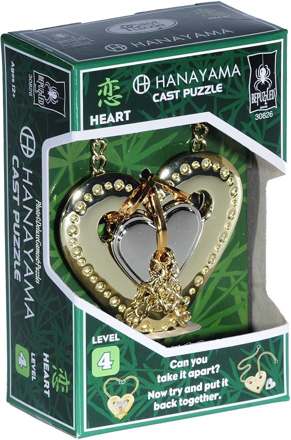Bepuzzled Heart Hanayama Cast Metal Brain Teaser Puzzle (Level 4) Puzzles For Kids & Adults Ages 12 & Up