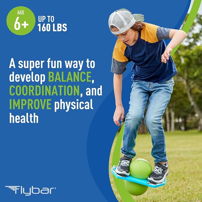 Flybar LED Pogo Trick Ball for Kids Balance Bounce Board w/Anti-Slip Deck