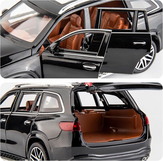 WAKAKAC Diecast Car Model GLS63 AMG 1/24 Alloy Collectible Pull Back Toy Car with Light and Sound Toy Vehicle for Adult Boys Gift(Black)