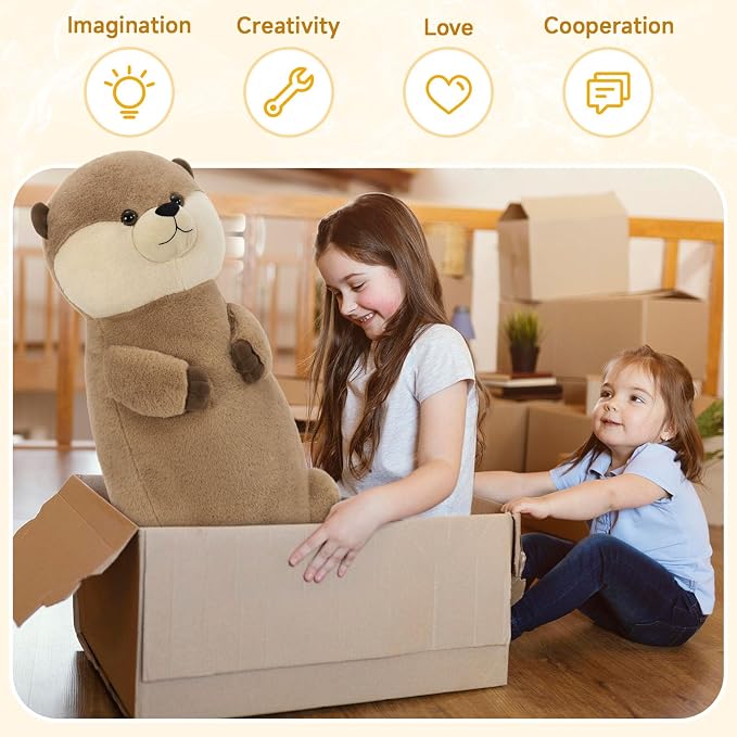 Tezituor 39 inch Giant Otter Stuffed Animal, 3ft Long Otter Plush Body Pillow for Sleeping, Hugging Soft Stuffed Ocean Otter Plush Birthday Party Gift for Kids Girlfriend