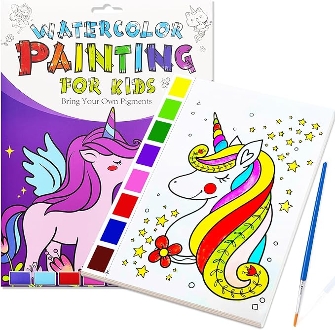 JZILU Watercolor Coloring Book for Kids, Paint with Water- Magic Paint Set Water Painting Book for Toddlers- Arts and Crafts Kit for Girls Boys Travel Activities -Stocking Stuffers for Kids