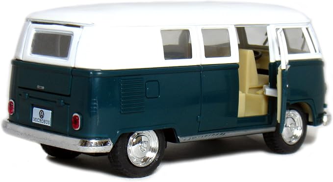 KiNSMART 1962 Volkswagen Classic Bus 1:32 Scale 5" Die Cast Metal Model Toy Van Pullback Acation (Green)
