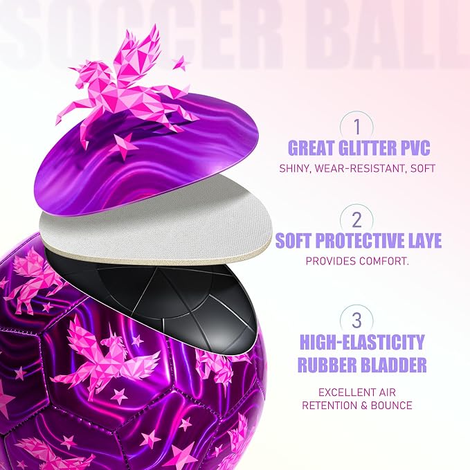INPODAK Soccer Ball Size 3 Size 2 for Toddlers Kids 1-3 3-8, 1 or 2 Pack Cartoon Small Dinosaur Unicorn Soccer Ball Gifts for Girls Boys, Indoor Outdoor Sports Play Toys Birthday Gifts with Pump