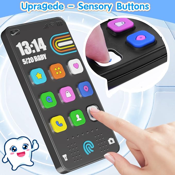 Kaodezhu TV Remote Control Shape Baby Teething Toys and Phone Shape Teether Toys for Babies 6-12 Months, Soft Flexible Silicone Chew Toys for Baby - Black Blue