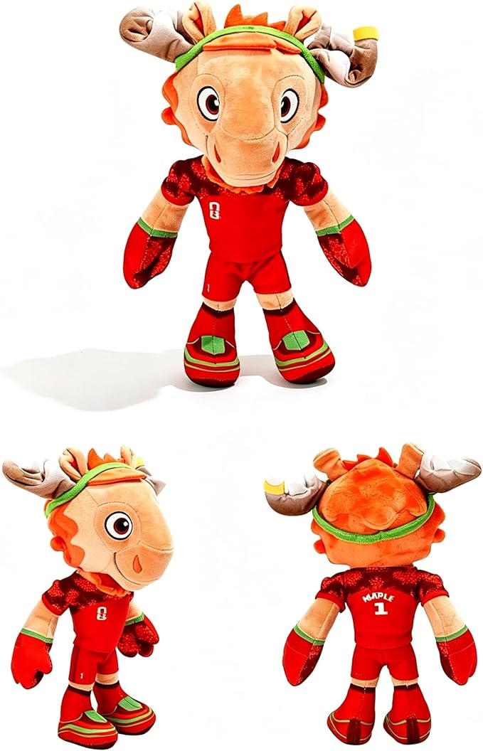 World Cup Mascot 2026, 12" Maple the Moose Plush Toy, Soft Stuffed Animal Mascot, Official Licensed Collectible Game (Maple)