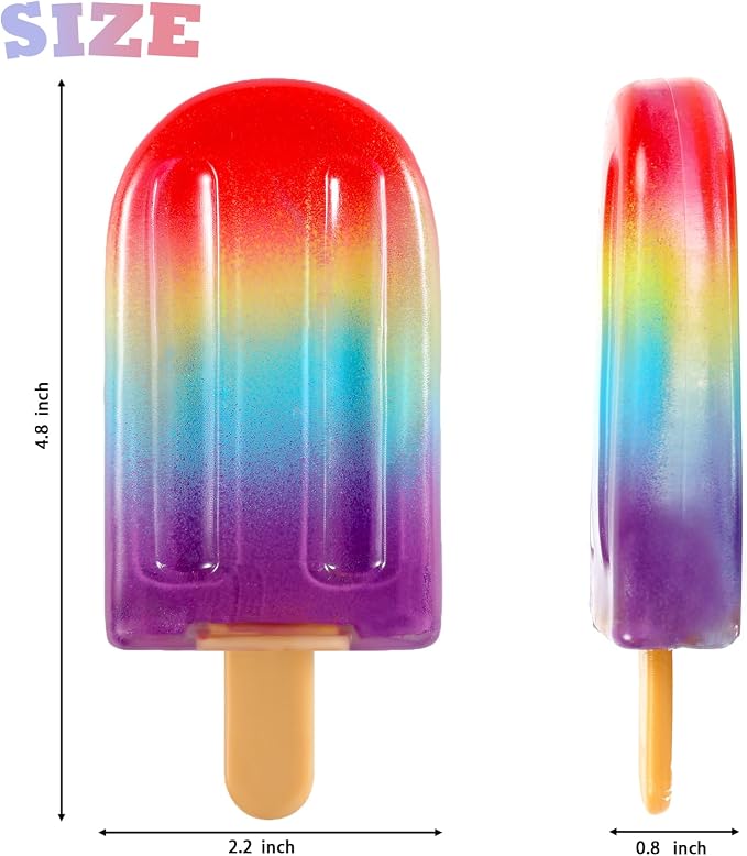 Popsicle Squishy Squeeze Toys , Malt Sugar Ice Cream Squishies Slow Rising Sensory Fidget Travel Toys for Adults, Kids, and Teens – Summer Classroom Prize (Colorful)