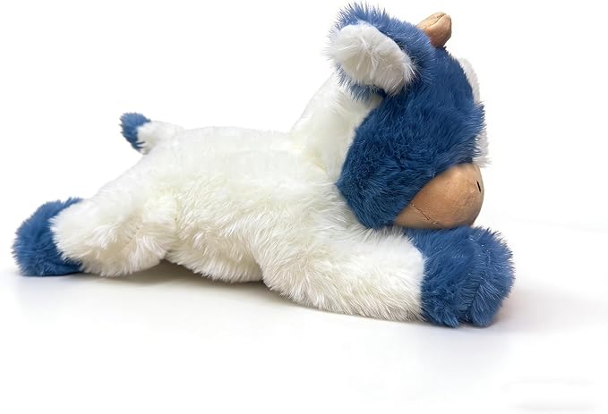 YUKOUQIAN Cute Cow Plush Stuffed Animal Doll Toy 10 inch for Girls Boys (pa Cow Blue)