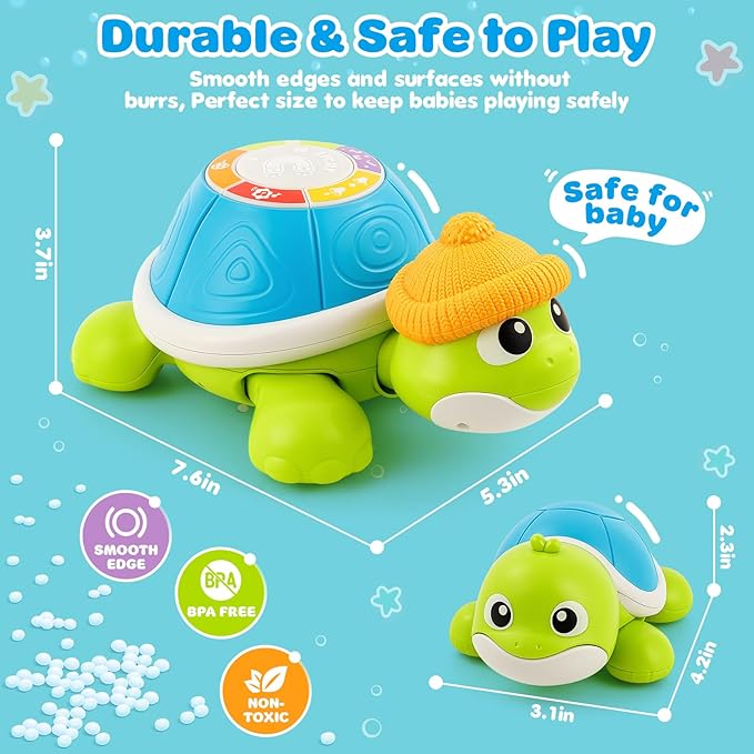 Baby Toys 6-12 Months, Musical Turtle Crawling Infant Toys for Tummy Time, Early Learning Educational Toys for 7 8 9 10 11 Month, Ideal Christmas Birthday Gifts for Boys & Girls Age 1 Years Old