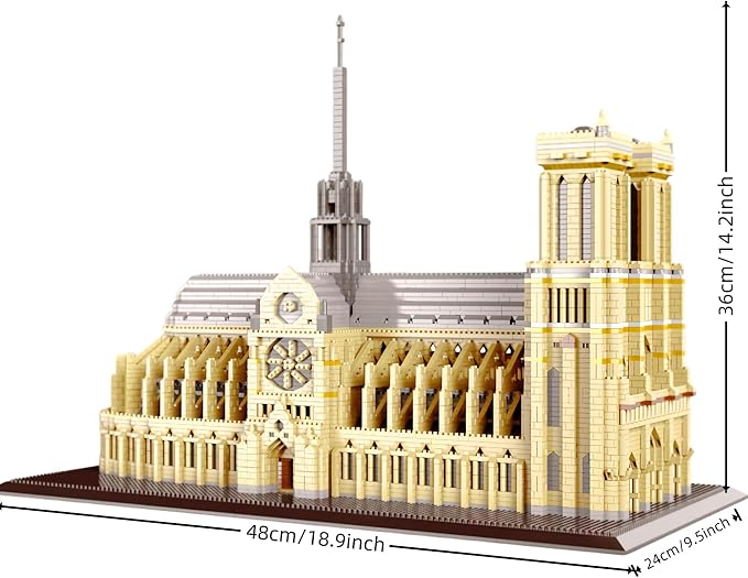 alltogetho Paris Notre Dame Cathedral Micro Building Blocks, 7300+ Pieces 3D Challenging Architecture Set for Adults - Collectible Display Model Educational Souvenir Gift for History & Art Lovers