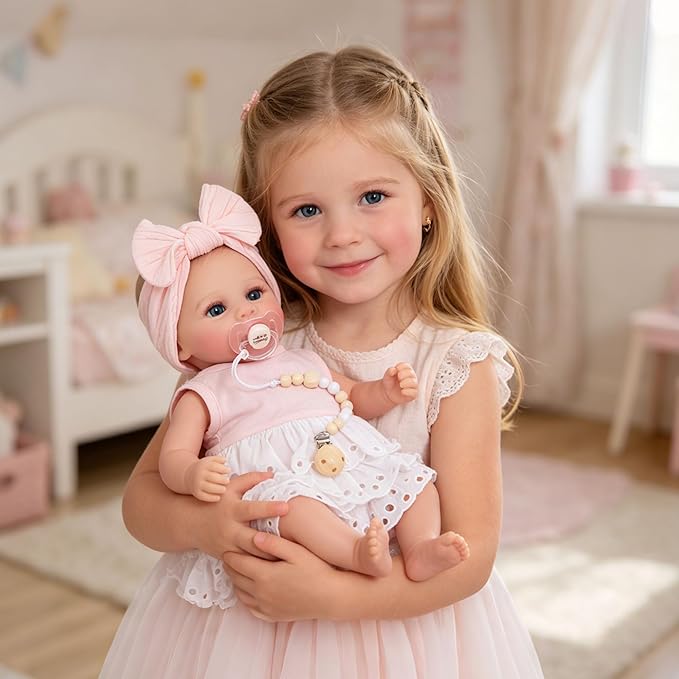 FOCKOF Realistic Reborn Baby Dolls-18 Inch Realistic Baby Doll Girls Soft Cloth Body Reborn Baby with Gift Box for Kids Age 3+