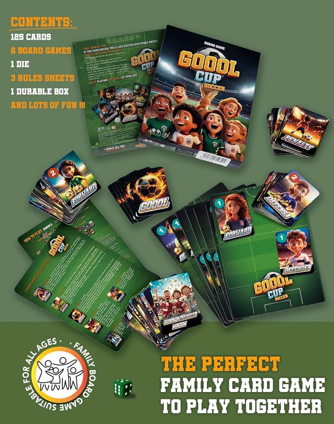 Soccer Board Game – Card Games for Kids 8–12 – Soccer Gifts for Boys & Girls - Family Game Night - Soccer Card Game for Families - Perfect Christmas & Birthday Gift