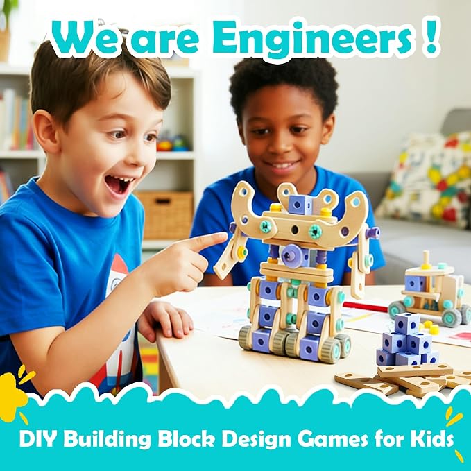 Kids STEM Building Toys For Ages 3-5 4-6 4-8 5-7 6-8 Years Old Boy Birthday Gift,101 Pcs Preschool Educational Construction Toys Tools Set With Drill,Toddler Design Drill Screw Toys (blue165)