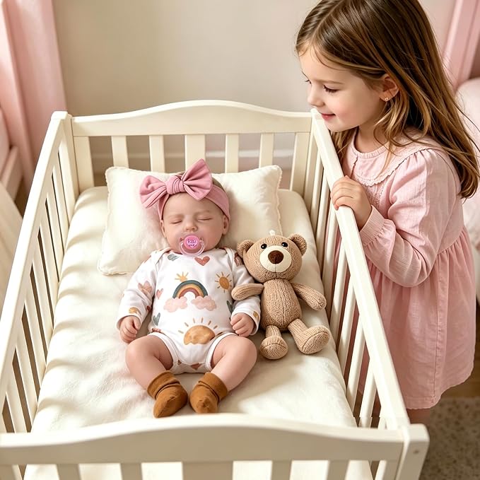Aori Lifelike Reborn Baby Dolls Real Life Realistic Baby Dolls 20 '' Sleeping Newborn Baby Girl with Rainbow Doll Clothes for Girls 3+