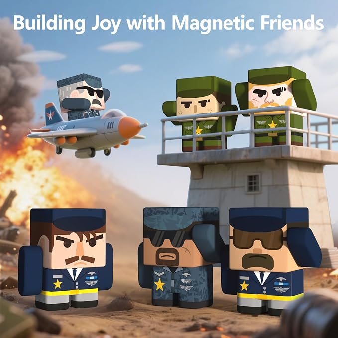 GobiDex Magnetic Army Men Action Figures, Military Toy Soldiers Expansion Pack, Compatible with Magnetic Building Blocks, STEM Army Toys for Boys Girls, Fun Toddler Kids Gifts Ages 3+