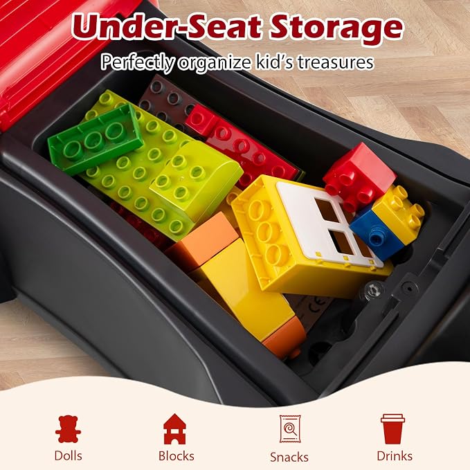 Costzon Ride On Push Car, Licensed Scania Fire Truck for Toddlers with Sirens, Horn, Music, Lights, Under Seat Storage, Foot-to-Floor Sliding Car, Kids Ride On Toys for Boys Girls 18+ Months