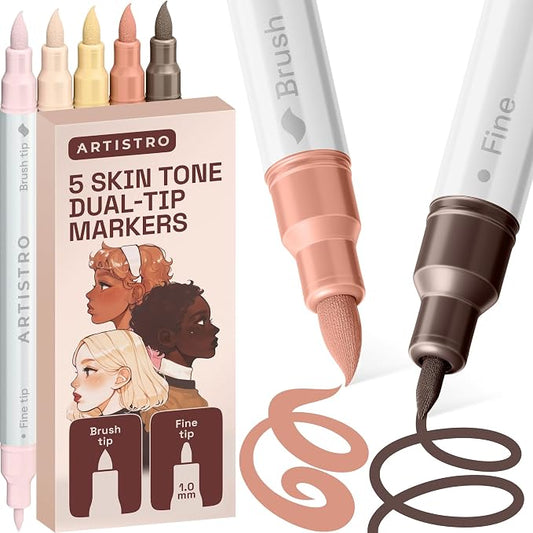 ARTISTRO 5 Skin Tones Acrylic Paint Markers - Paint Pens for Drawing - For Fabric, Rock, Glass, Wood, Molds - Arts & Crafts Gift for Adults, Teens, Kids, Classroom Must Haves & School Supplies