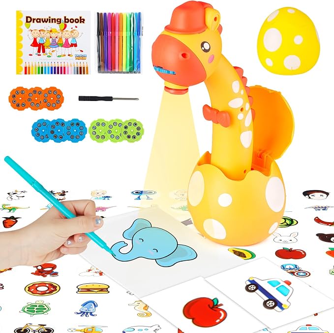 KETIEE Drawing Projector for Kids, Tracing and Drawing Projector Toy with Light, Children Smart Projector Sketcher, Kids Art Projector with 72 Stencils for Boy Girl 3-8 Years Old (Yellow)