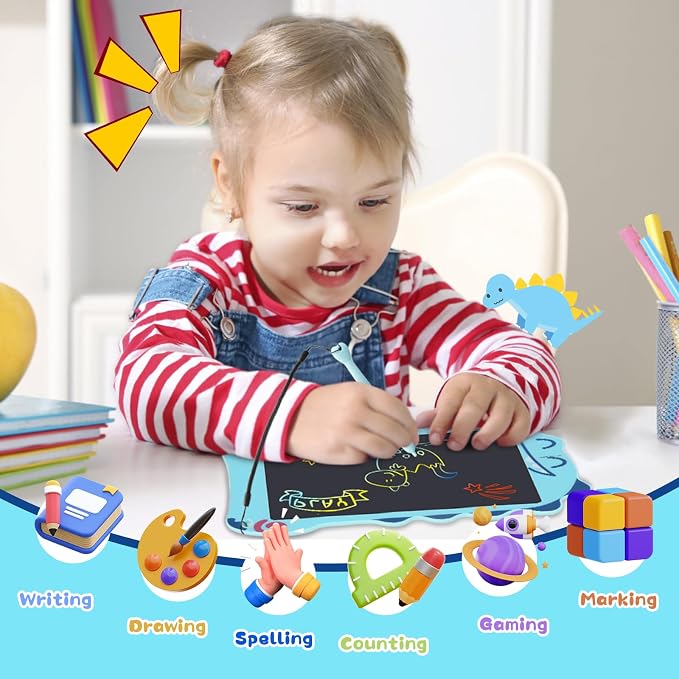 LCD Writing Tablet for Kids, Dinosaurs Drawing Pad Doodle Board for Kids, Colorful Toddlers Toys Drawing Board, Educational Toys for Boys Girls 3 4 5 6 7 8 Year Old Christmas and Birthday Gifts