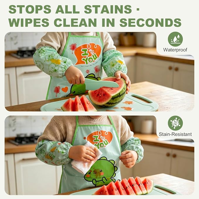 17 PCS Montessori Kitchen Toys for Toddlers, Safe Kids Knife Set for Real Cooking, Toddler Kitchen Utensils with Apron, Sleeves & Storage Basket, Educational Gift for Boys Girls Ages 2+
