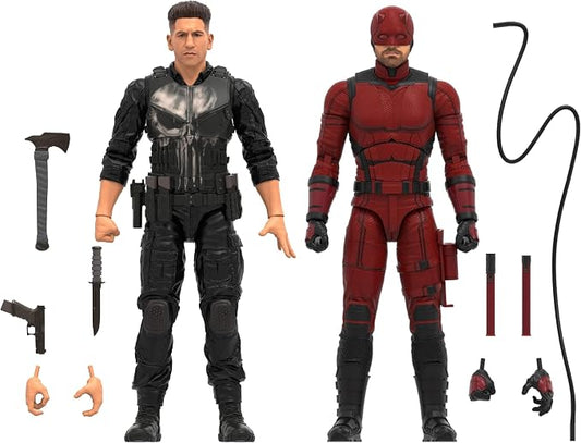 Marvel Legends Born Again Daredevil & Punisher Action Figure Bundle, 6-Inch Fully Articulated Collectible Figures