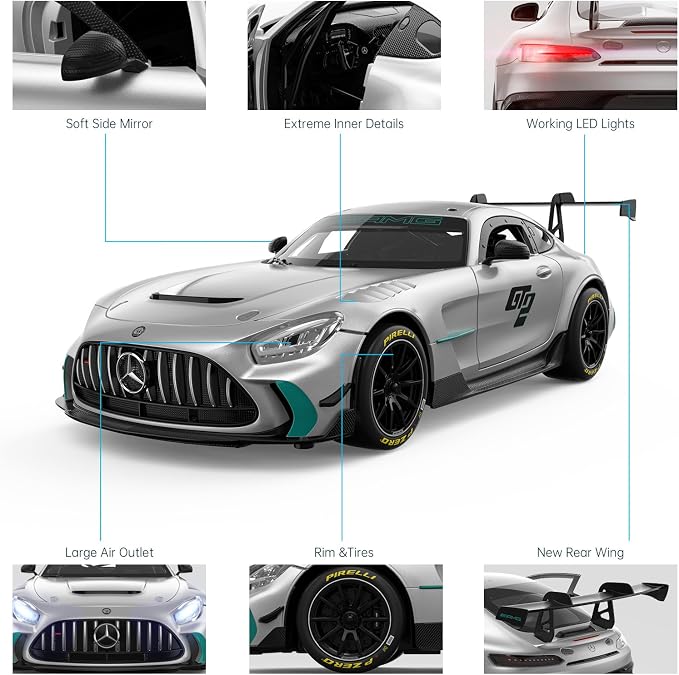 RASTAR 1/14 RC Car Mercedes AMG GT2 Toy Car Mercedes Remote Control Car for Kids, 2.4GHz Silver Model Car