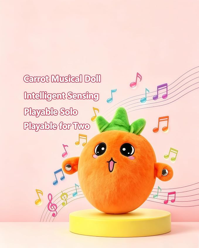 Baby Musical Sensory Toy,nteractive Musical Plush Toy with Sounds，Sensory Activity Learning Educational Kid Toy,Fun Christmas and Birthday Gifts Suitable for Multiplayer interaction (Orange Radish)