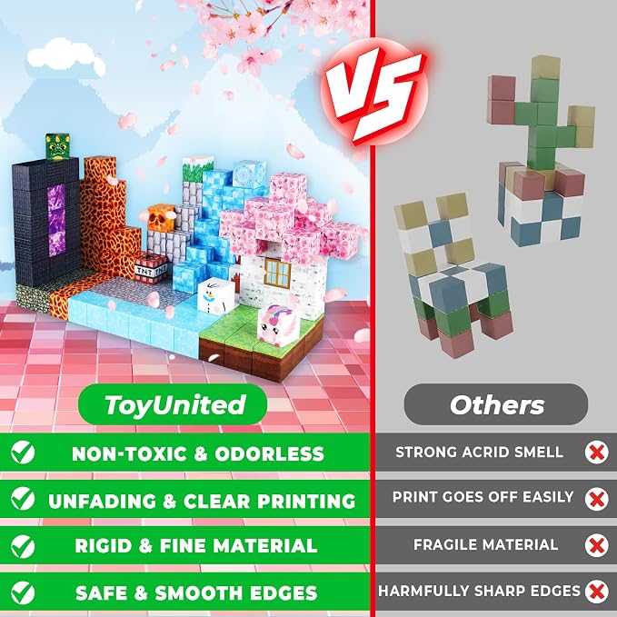 ToyUnited Magnetic Blocks-150PCS Magnetic Building Blocks Magnet Cubes Stacking Dark Forest Glacier Castle, STEM Montessori Sensory Toys for Kids Boys Girls Ages 4-8 Holiday Birthday