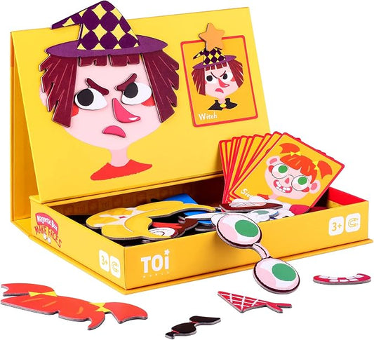 Toi Kids Magnet Toys Magnetic Jigsaw Puzzle Boxes with Game Board for Kids Ages 3-8, Preschool Tabletop Toy for Toddlers, Portable Travel Game, Make Face