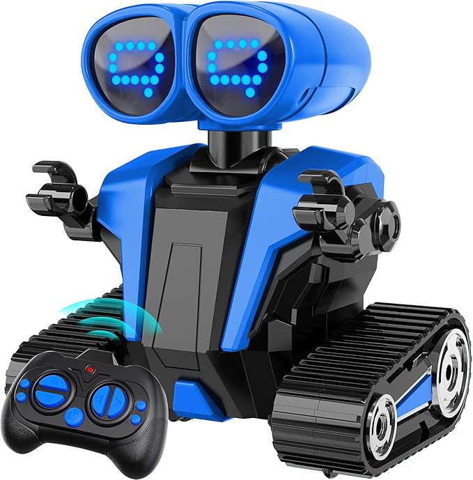 MindPal Robot Toys for Boys Girls with Auto-Demonstration Robots for Kids Remote Control Kids Robot Rechargeable with LED Eyes Smart Robot Age 3 Years and Up - Blue