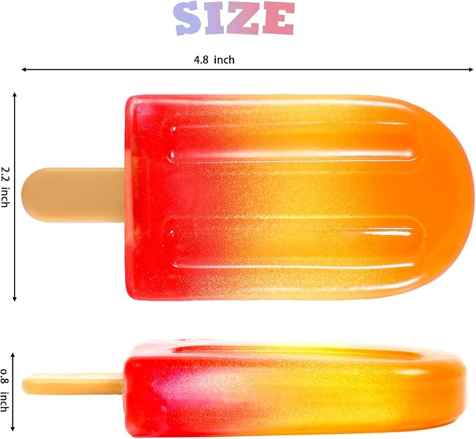 Malt Sugar Popsicle Squishy, Ice Cream Squishies Slow Rising Sensory Fidget Travel Toys for Adults, Kids, and Teens – Summer Classroom Prize (Orange red)