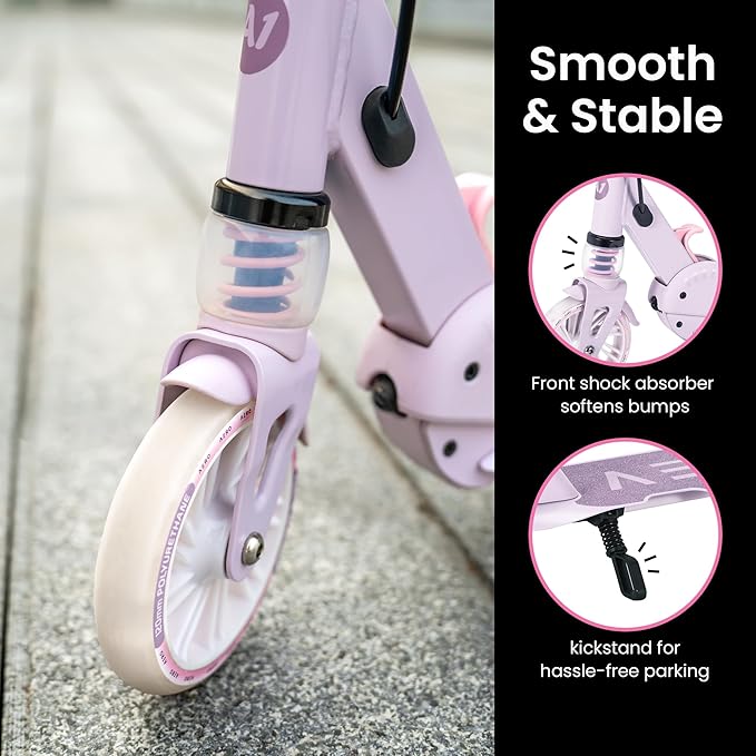 Aero Scooter for Kids 5-8 | Dynamic Lights, Hand Brake & Shock Absorption | Boys Girls 2 Wheels Kick Scooter | Foldable & Height Adjustable