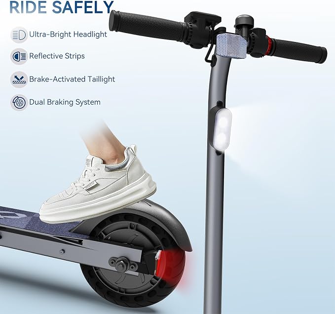 Electric Scooter for Big Kids/Teens - 250W Motor, 15.5 mph Top Speed, Rear Foot Brake, Folding E-Scooter for Riders