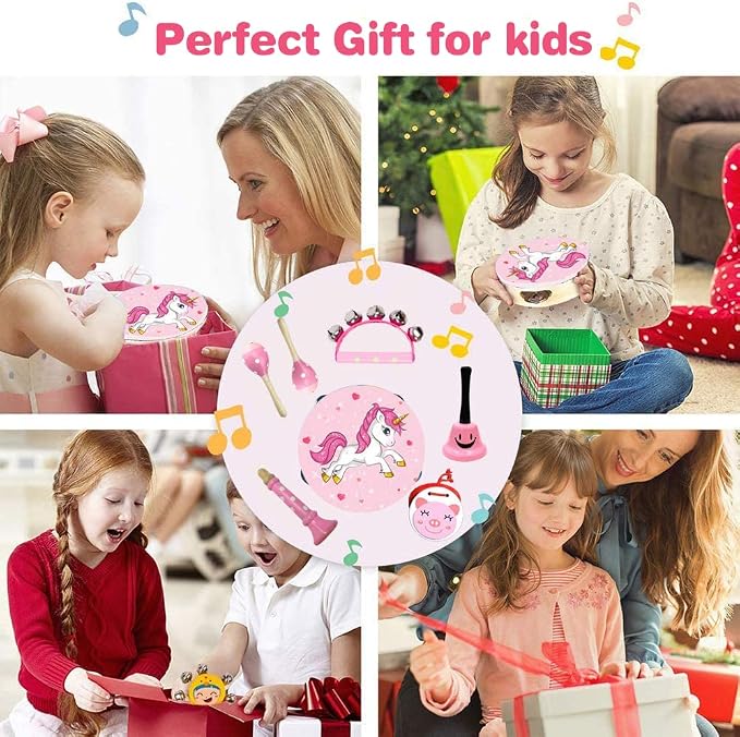 Kids Musical Instruments Sets, Non-Toxic Musical Toy, Wooden Percussion Instruments Toys Tambourine Xylophone for Kids Playing Preschool Education, Promotes Early Learning for Boys Girls Gift