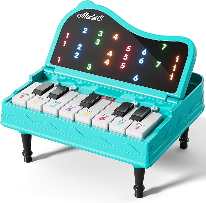 Piano for Kids, Piano Keyboard Learning Toys for Kids Boys Girls Ages 3 4 5 6 7 Year Old, 7 Modes Educational Toy Keyboard Piano with Light-Up Keys, Travel Piano Toy Music Rhythm Machine Birthday Gift