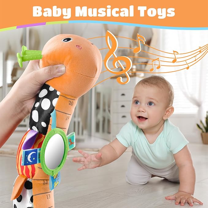 Baby Toys Musical Caterpillar Interactive Multicolored Infant Toy Crinkle Rattle Soft with Ring Bell Stuffed Cuddly Baby Toy with Ruler Design Educational Toddler Plush Toy for Preschool | Stuffed Animals Tummy Time Teething Toys with Mirror Pull Strin...