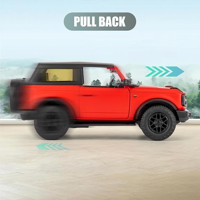Ford Bronco Badlands 2dr Car Model, 1:36 Diecast Ford Toy Cars, Collectible Car Gift for Kids Boys Girls(Red)