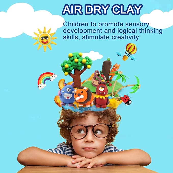 EDIFON Air Dry Clay, 48 Colors Modeling Clay for Kids, Foam Magic Clay Toy with Sculpting Tools, Non-Sticky, Ultra-Light & Soft, DIY Arts & Crafts School Project Set, Gifts for Boys & Girls Ages 3-12