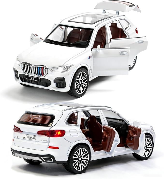 Toy Cars 1:32 Diecast Cars,Car Models with Light Sound and Pull Back,Car Toys Birthday Gifts for Boys and Boyfriends (White)