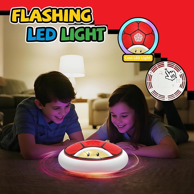 Soccer Toy for Boys 4-6 Hover Soccer Ball for Kids 4-6 Boy Birthday Gifts Indoor Toy Games Gift for Boys Age 5 6, 7, 8, 9, 10 Year Old LED Boy Toys Game for Kid 6-8, 8-12 Gift for 8 Year Olds (Red)