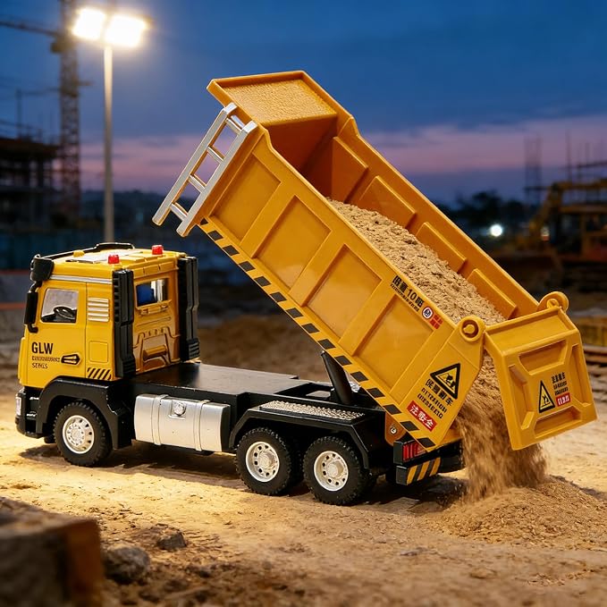 Construction Trucks Toy 1:40 Semi-Alloy Simulation Model Lights & Sounds Educational Engineering Vehicle for Kids Dump Truck