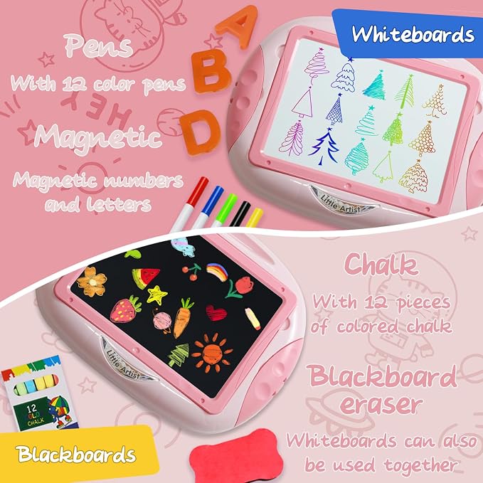 Cokzer Toys for 1-2 Year Old Girls, Toddler Girl Toy with Magnetic Letters and Numbers, Learning and Educational Toys for 1 2 Year Old, Girls Birthday (Pink Red)