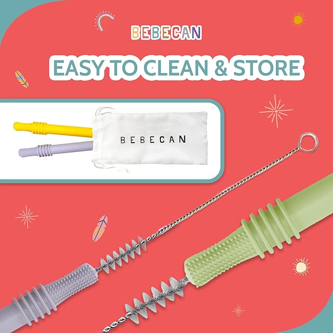 Bebecan Teething Sticks for Babies 36+ Months – Super Soft Silicone Teething Aids, Infant Oral Soothing Relief Back Molars, Multicolor 6-Pack